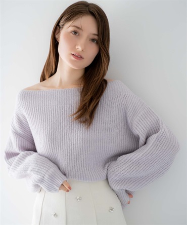【予約】２ＷＡＹオフショルニット(72サックス-フリー-11月下旬ごろのお届け)