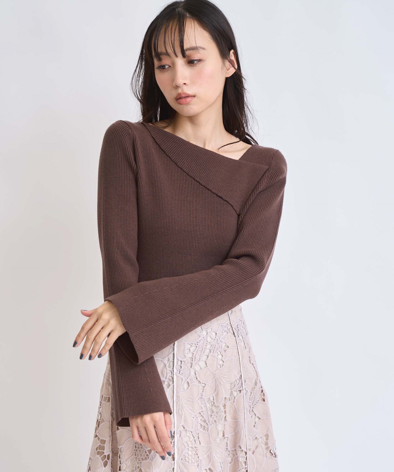 【予約】ベルスリーブリブニット(81チャ-フリー-11月下旬ごろのお届け)