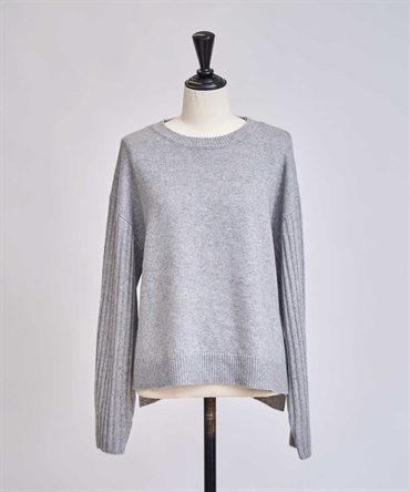 ウールラクーン混デザインスリーブニット(11グレー-フリー)