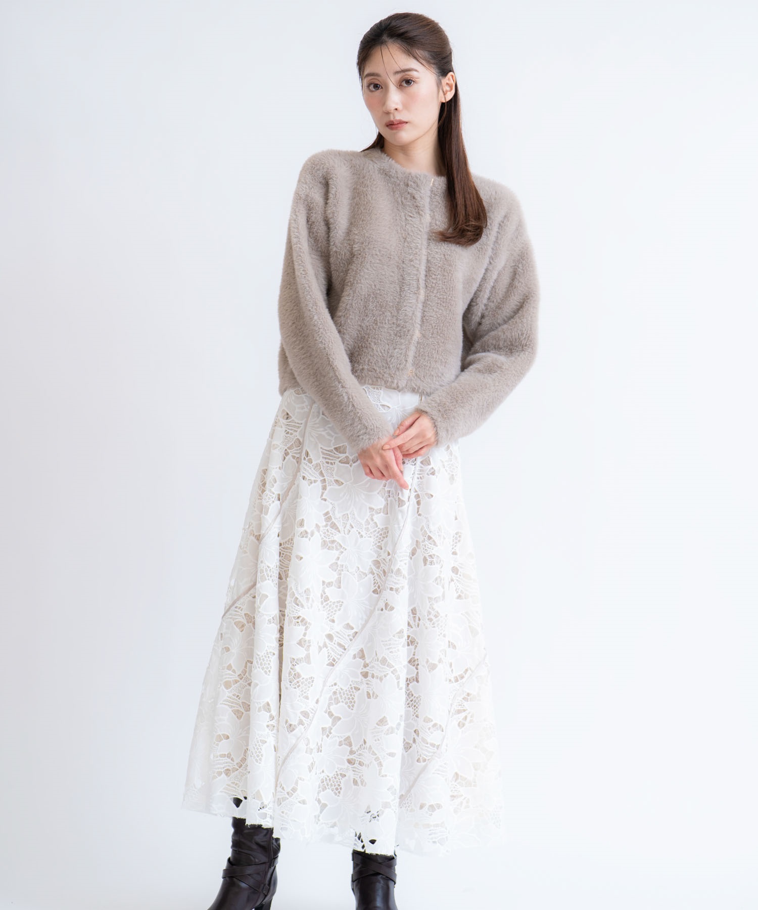 【予約】【SSサイズあり】レースレイヤードトルネードスカート(01オフホワイト-ＳＳ-11月下旬ごろのお届け)