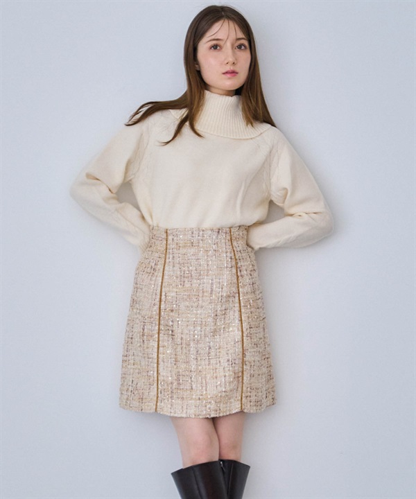ベロアラインツイードミニスカート