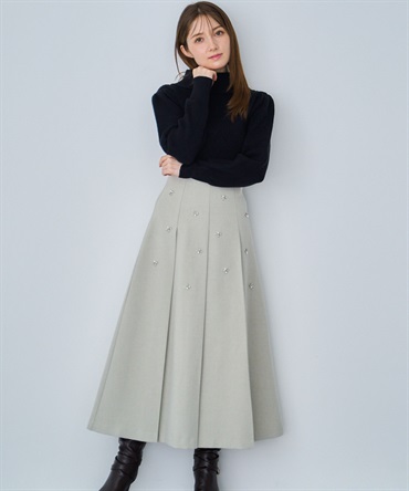 【予約】【SSサイズあり】ワイドタックビジュースカート(62ライトグリーン-ＳＳ-11月下旬ごろのお届け)