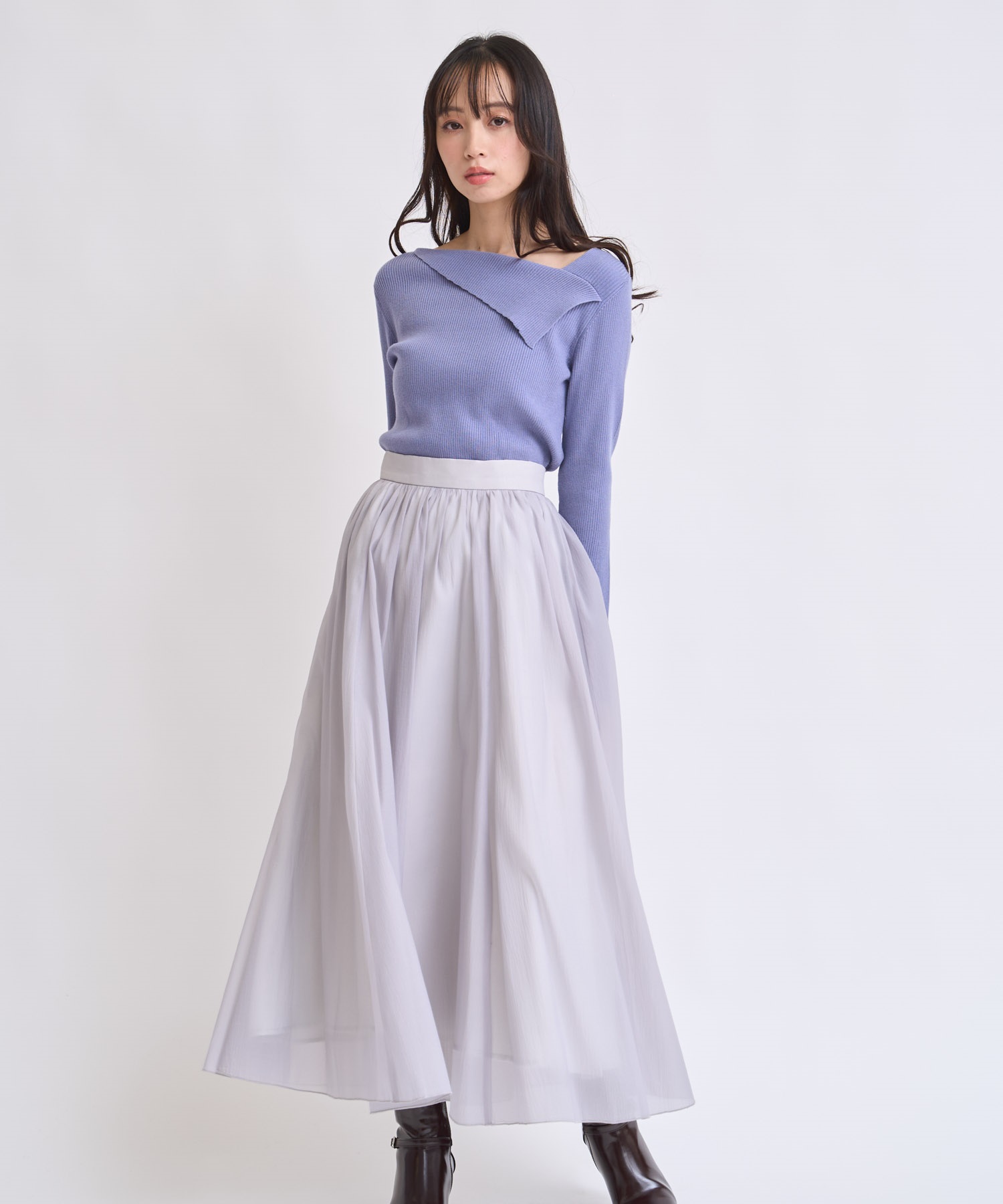 【予約】メローフリルシアースカート(11グレー-Ｓ-11月下旬ごろのお届け)