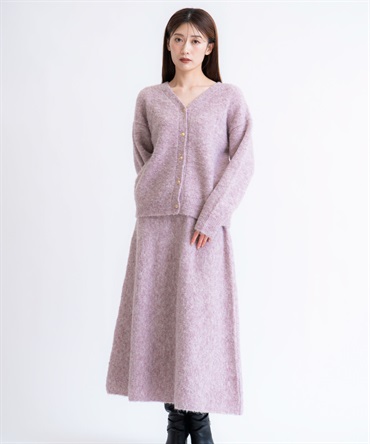 【予約】ロゴ刺繍シャギーニットセットアップ(32ピンク-Ｓ-11月下旬ごろのお届け)