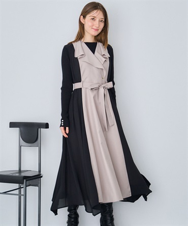 【予約】シフォン切り替えジャンスカ(82ベージュ-Ｍ-11月下旬ごろのお届け)