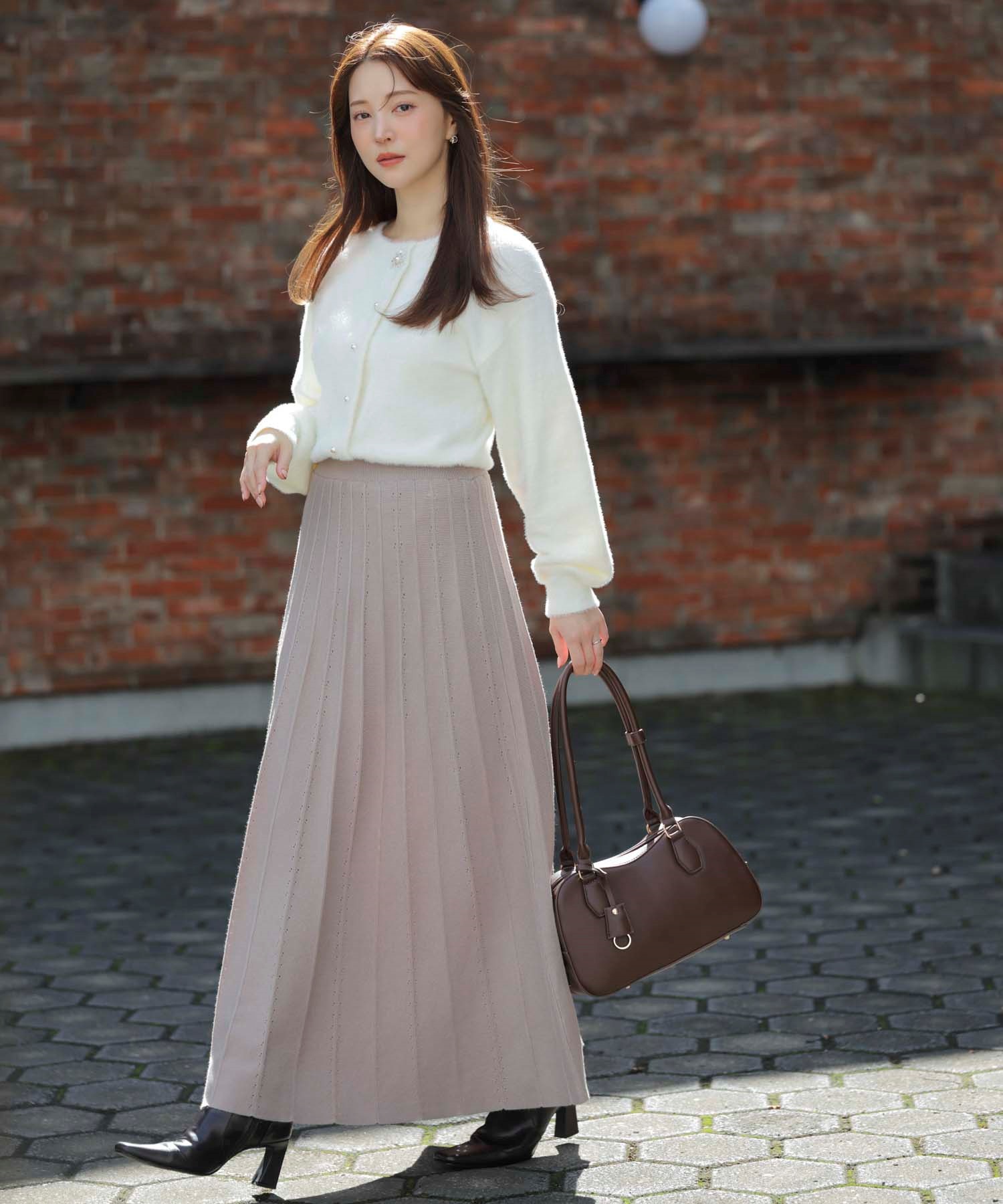 【予約】ドッキングプリーツニットワンピース