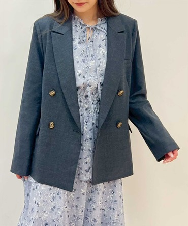 ウールダブルブレストジャケット(10チャコールグレー-Ｍ)