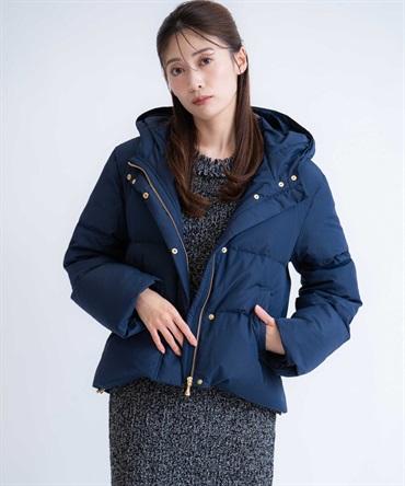 【予約】ファー付きショートダウンコート(70ネイビー-Ｍ-11月下旬ごろのお届け)