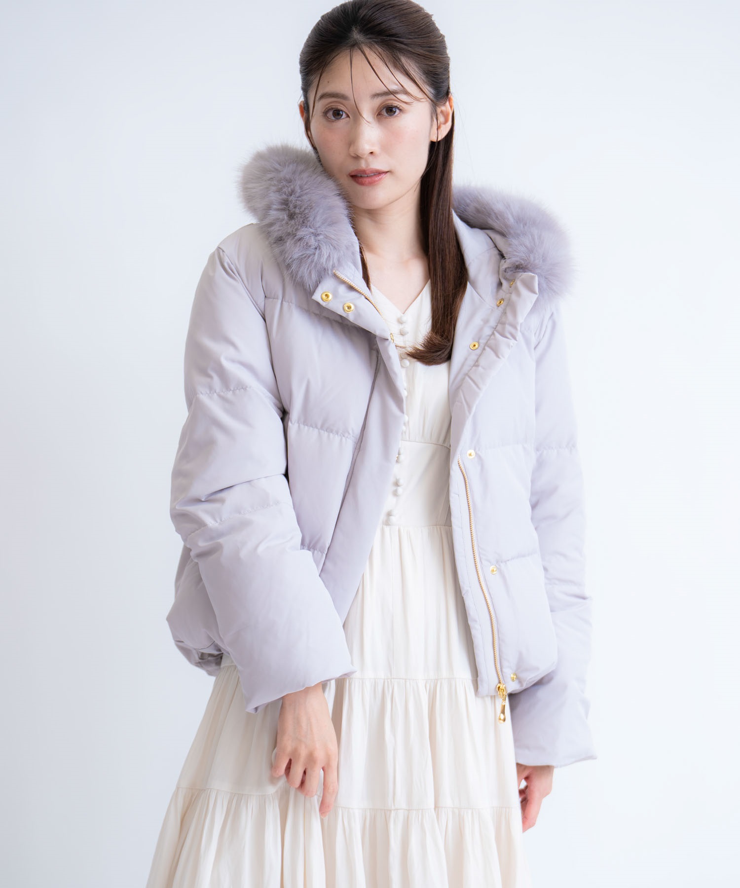 【予約】ファー付きショートダウンコート