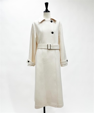 ステンカラーウールコート(01オフホワイト-Ｍ-★3-5営業日以内に発送)