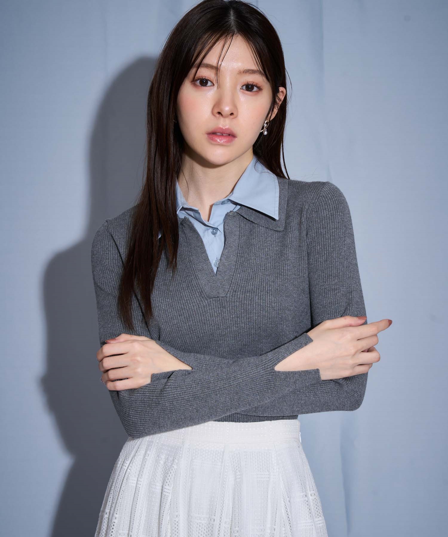 【予約】ダブルカラードッキングニット(11グレー-フリー-1月中旬ごろのお届け)