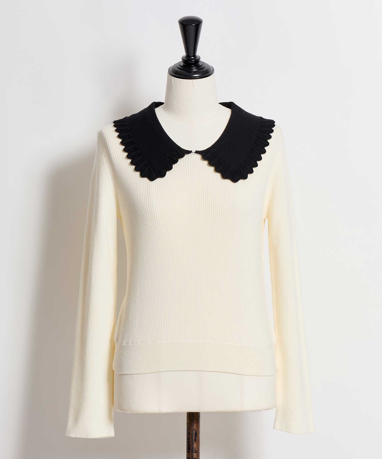 【予約】襟付きアイレットニット(01オフホワイト-フリー-2月下旬ごろのお届け)