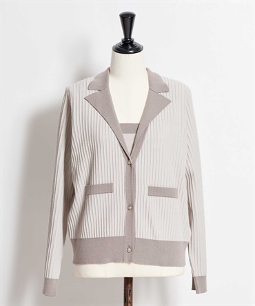 【予約】ニットジャケットアンサンブル(82ベージュ-フリー-2月下旬ごろのお届け)