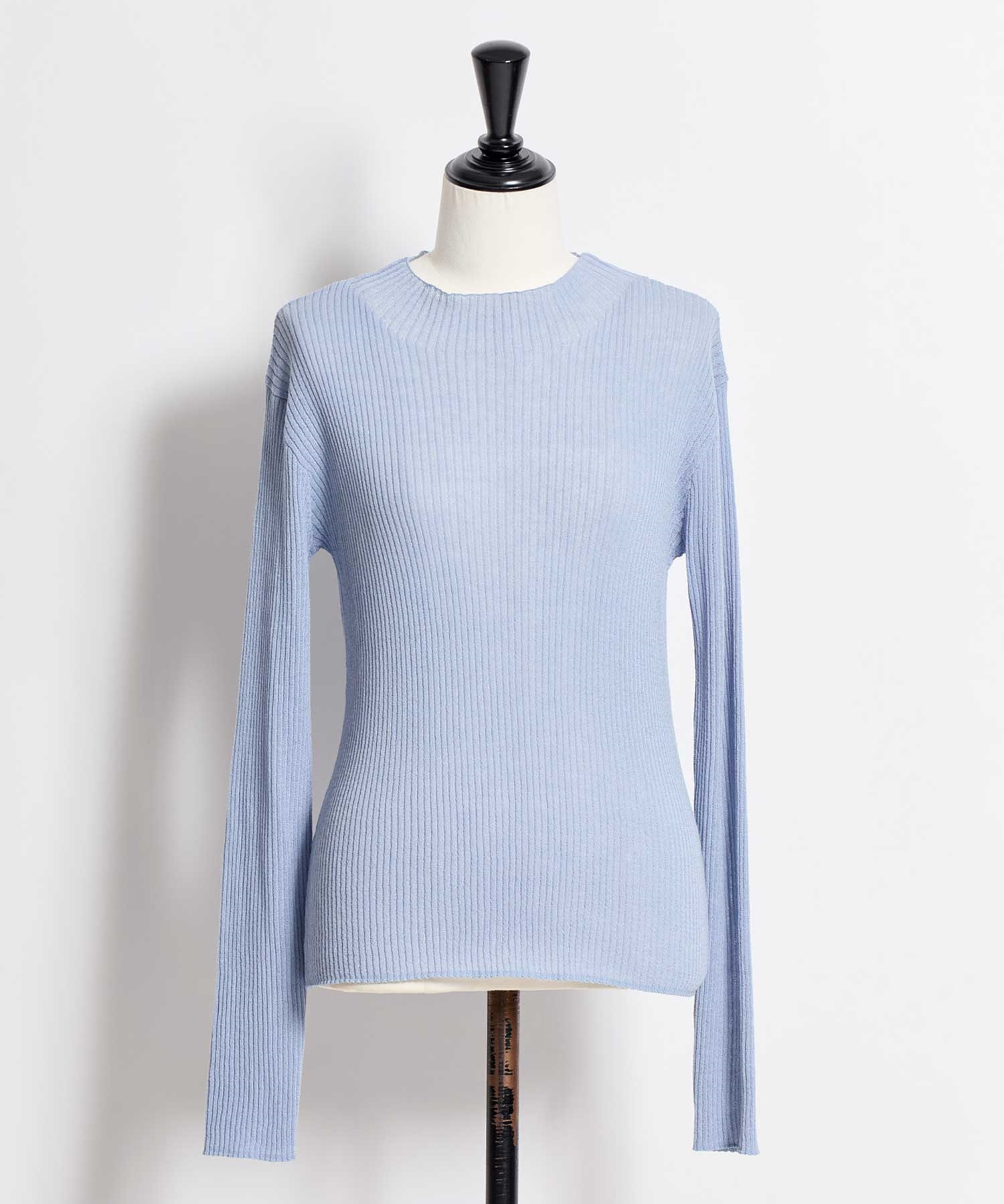 【予約】シアーハイネックニット(71ブルー-フリー-2月下旬ごろのお届け)