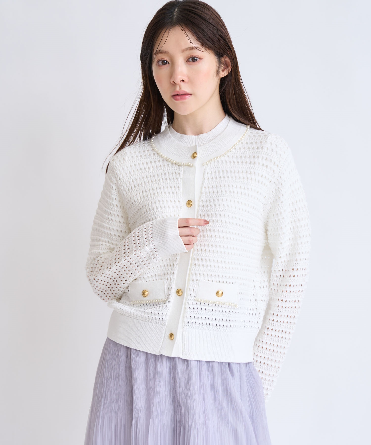 【予約】パールニットアンサンブル(01オフホワイト-フリー-2月下旬ごろのお届け)