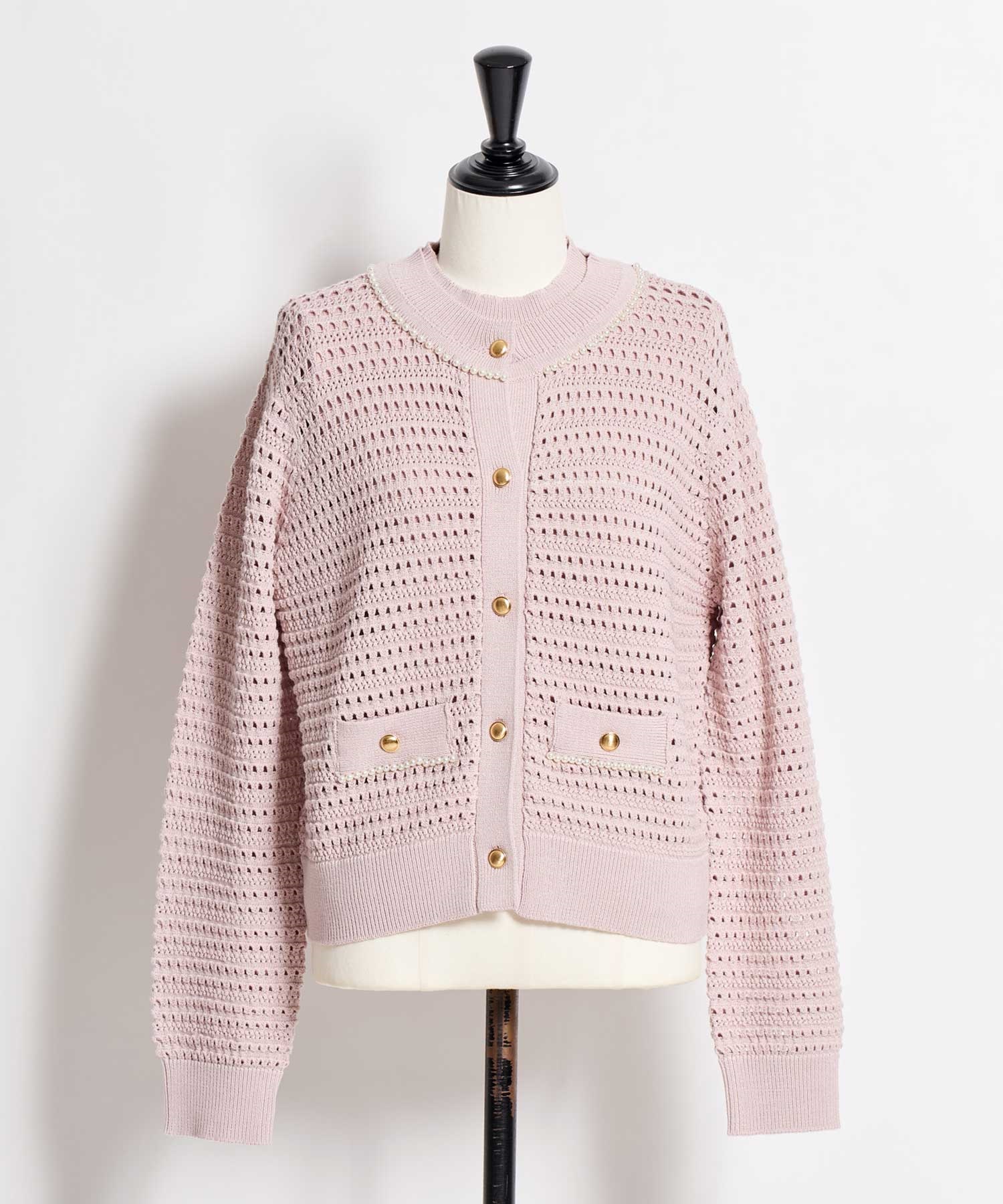 【予約】パールニットアンサンブル(32ピンク-フリー-2月下旬ごろのお届け)