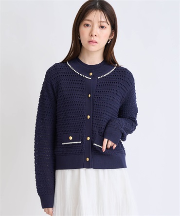 【予約】パールニットアンサンブル(70ネイビー-フリー-2月下旬ごろのお届け)