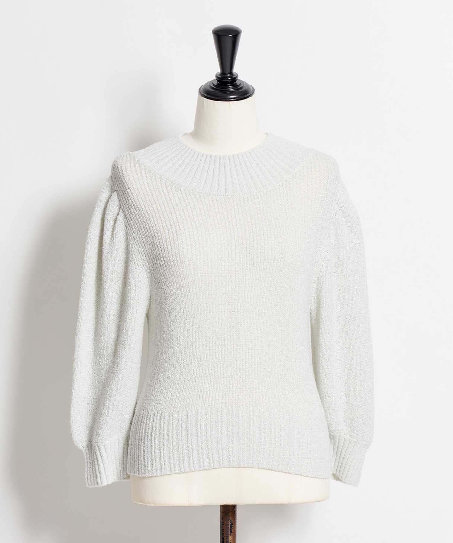 【予約】パフスリーブラメニット(01オフホワイト-フリー-2月下旬ごろのお届け)