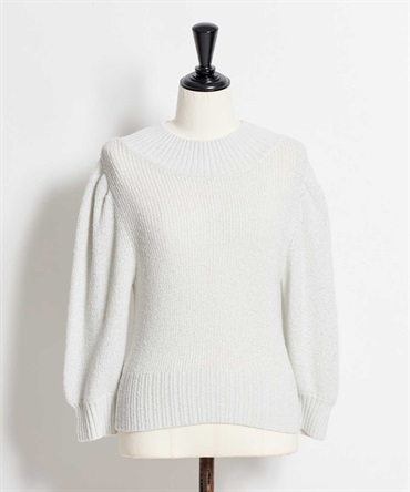 【予約】パフスリーブラメニット(01オフホワイト-フリー-2月下旬ごろのお届け)