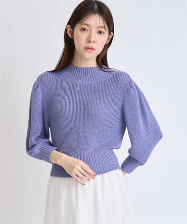 【予約】パフスリーブラメニット(71ブルー-フリー-2月下旬ごろのお届け)