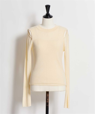 【予約】ショルダーカットニット(51イエロー-フリー-2月下旬ごろのお届け)