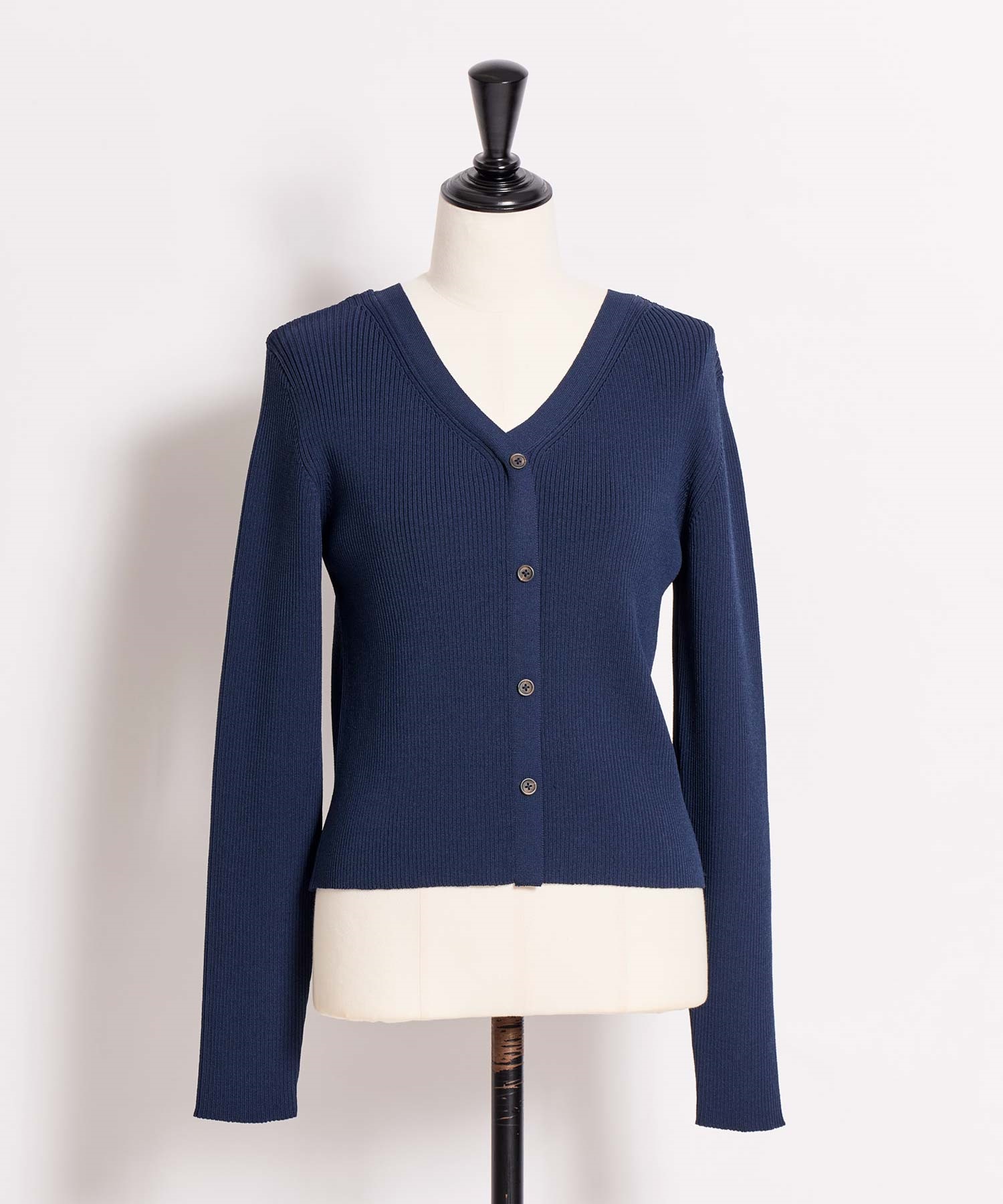 【予約】Ｖネックボタンリブニット(70ネイビー-フリー-3月下旬ごろのお届け)