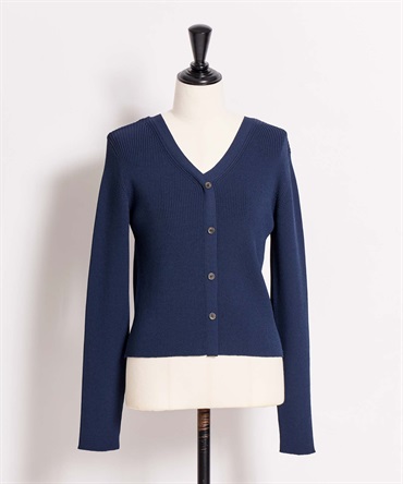 【予約】Ｖネックボタンリブニット(70ネイビー-フリー-3月下旬ごろのお届け)
