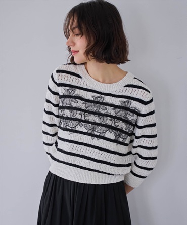 【予約】レース透かし編みニット(94ミックス１-フリー-3月下旬ごろのお届け)