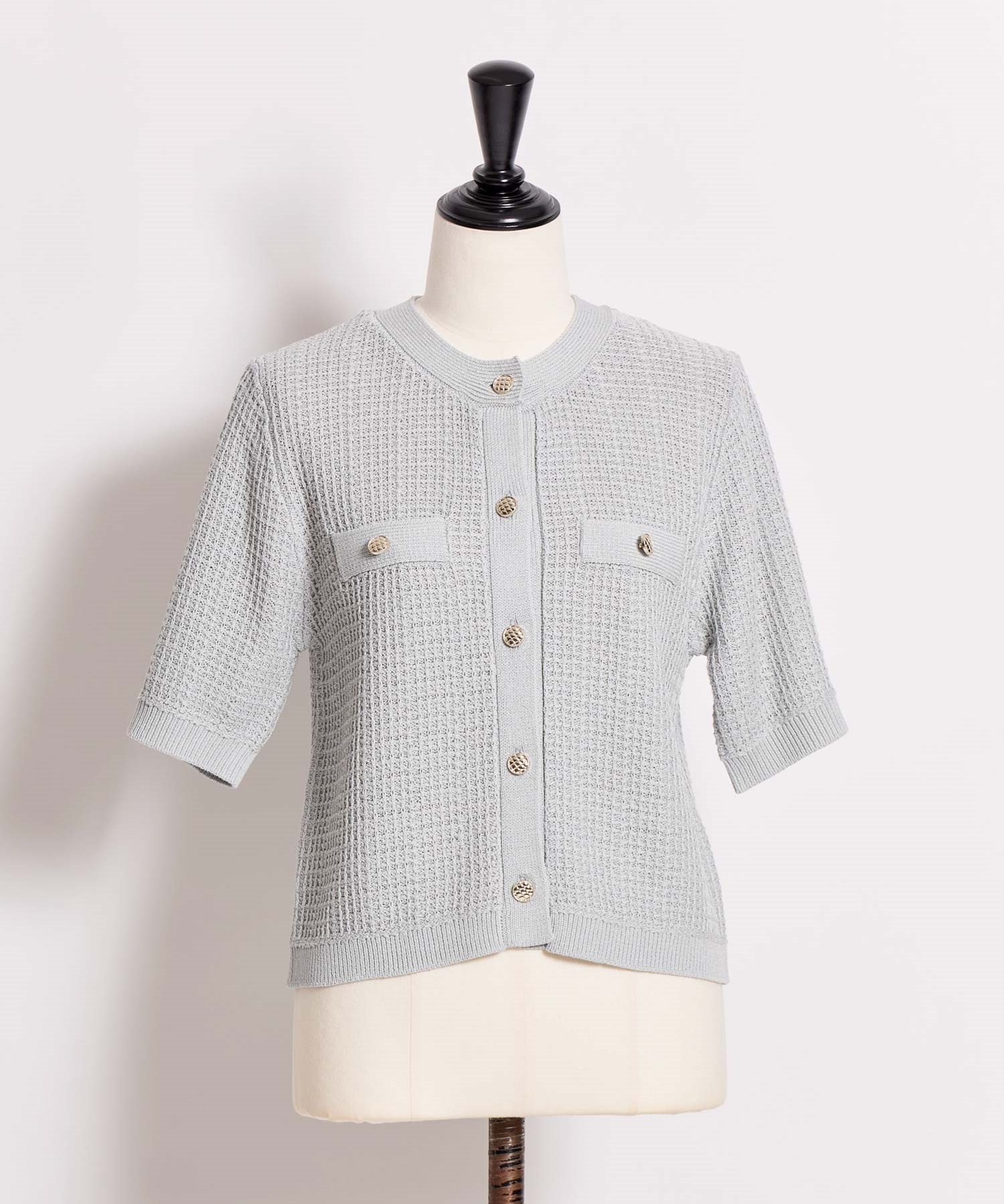 【予約】柄編みカーデライクニット(62ライトグリーン-フリー-3月下旬ごろのお届け)