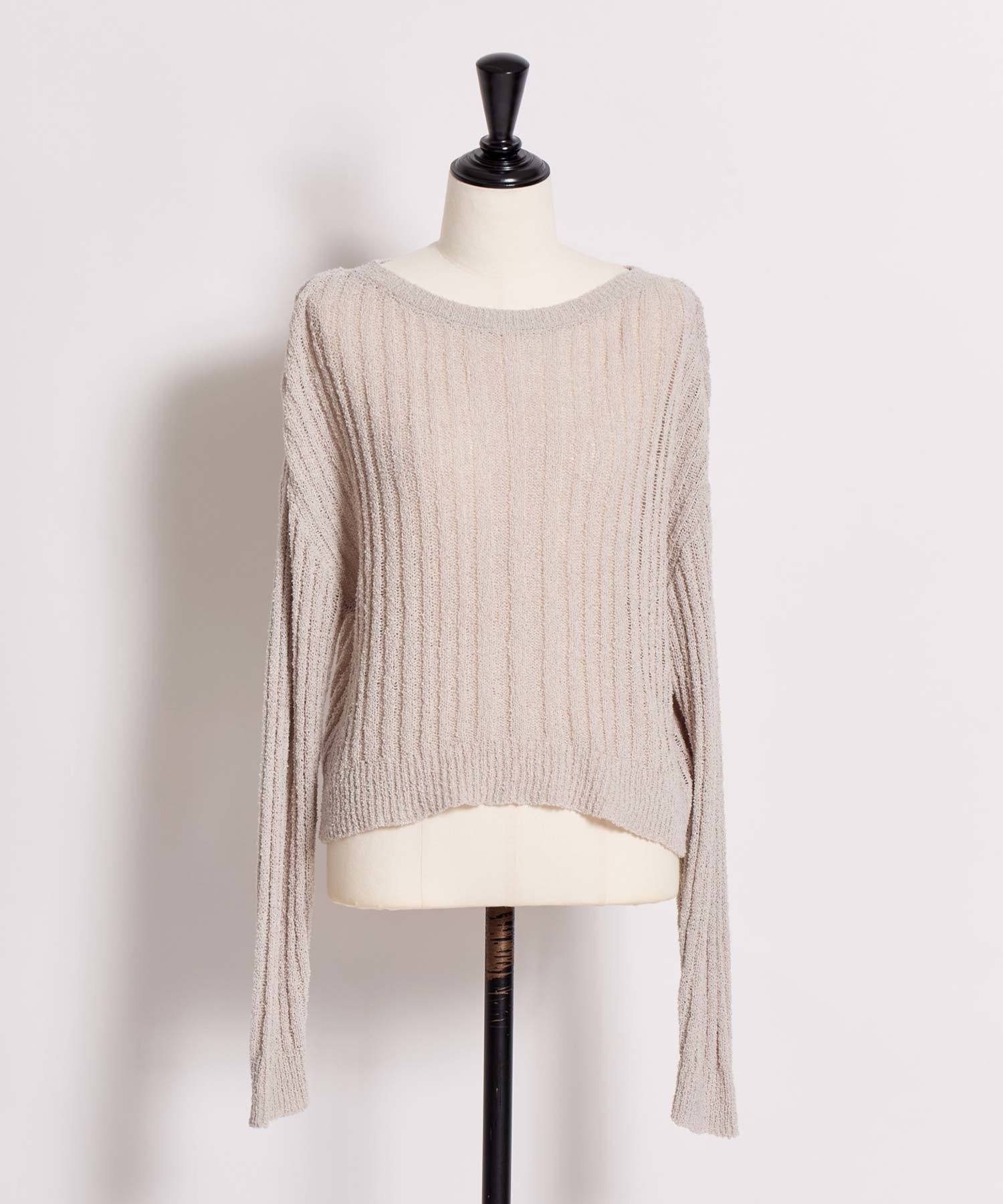 【予約】シアーリブ編みニット(11グレー-フリー-3月下旬ごろのお届け)