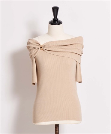 【予約】オフショルパーツデザインニット(82ベージュ-フリー-3月下旬ごろのお届け)