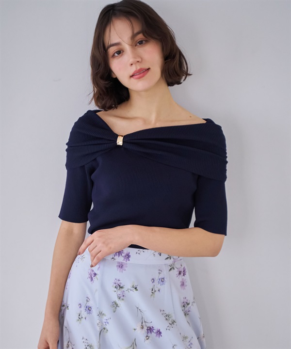 【予約】オフショルパーツデザインニット