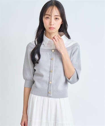 【予約】シャツレイヤードライクニット(11グレー-フリー-3月下旬ごろのお届け)