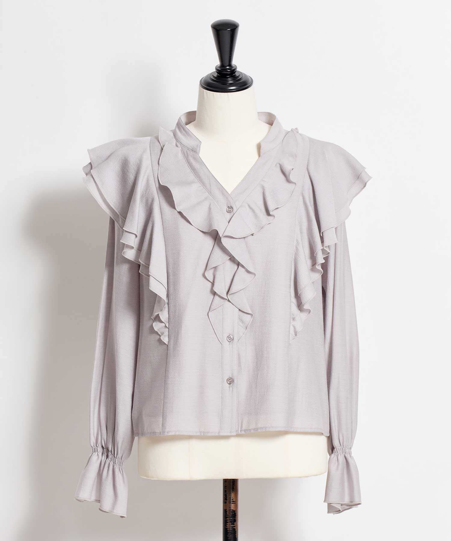 【予約】フリルスキッパーブラウス(82ベージュ-フリー-2月下旬ごろのお届け)