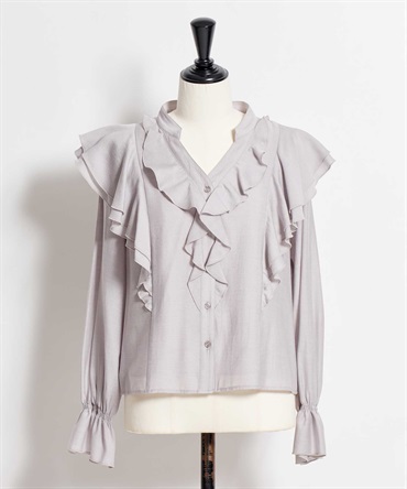 【予約】フリルスキッパーブラウス(82ベージュ-フリー-2月下旬ごろのお届け)