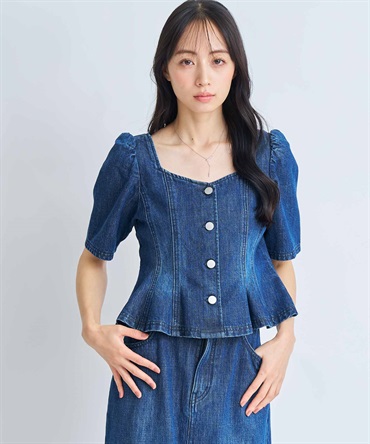 【予約】デニムフォルムトップス(73インディゴ-フリー-3月下旬ごろのお届け)