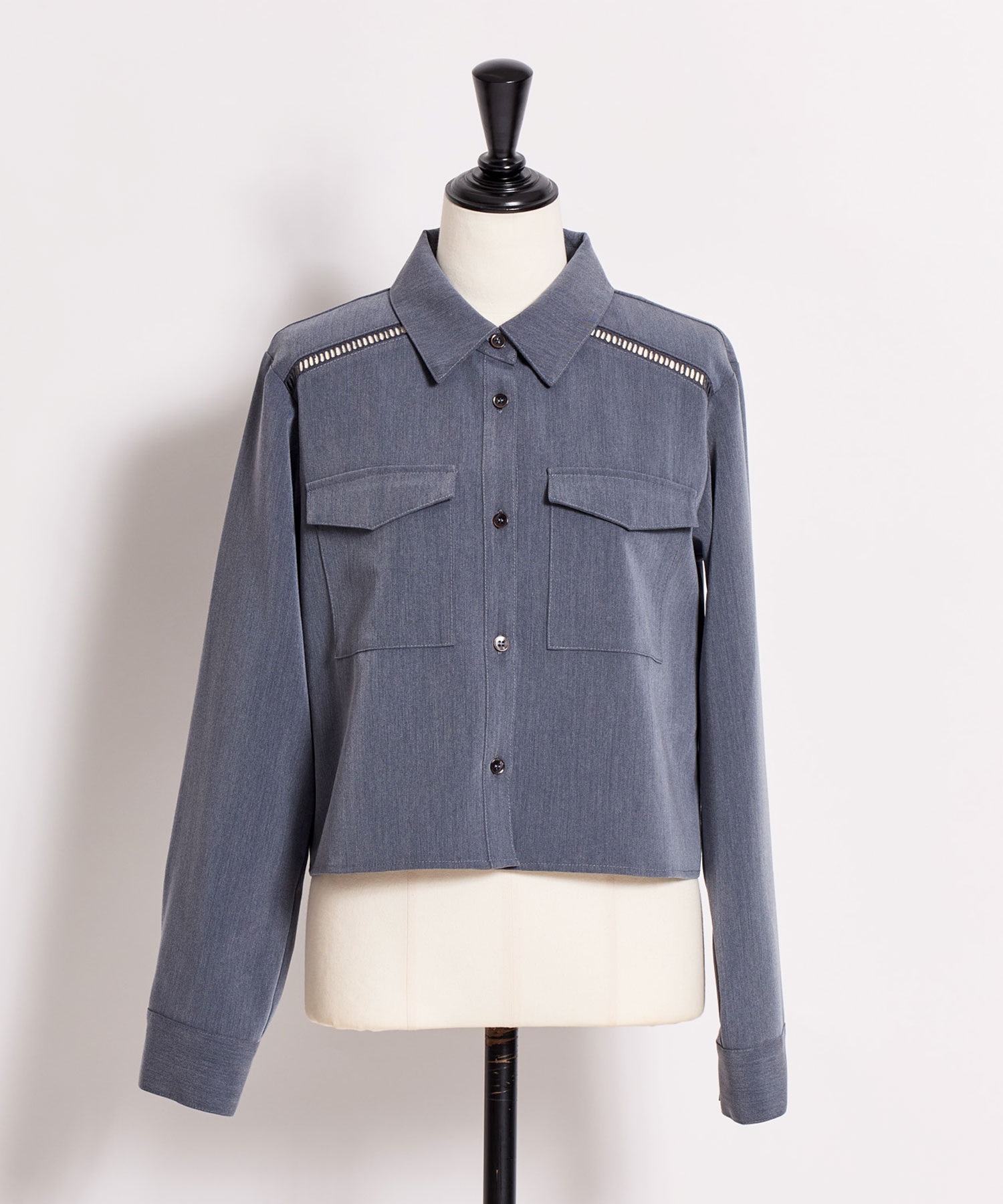 【予約】ビッグポケットクロップドシャツ(73インディゴ-フリー-3月下旬ごろのお届け)