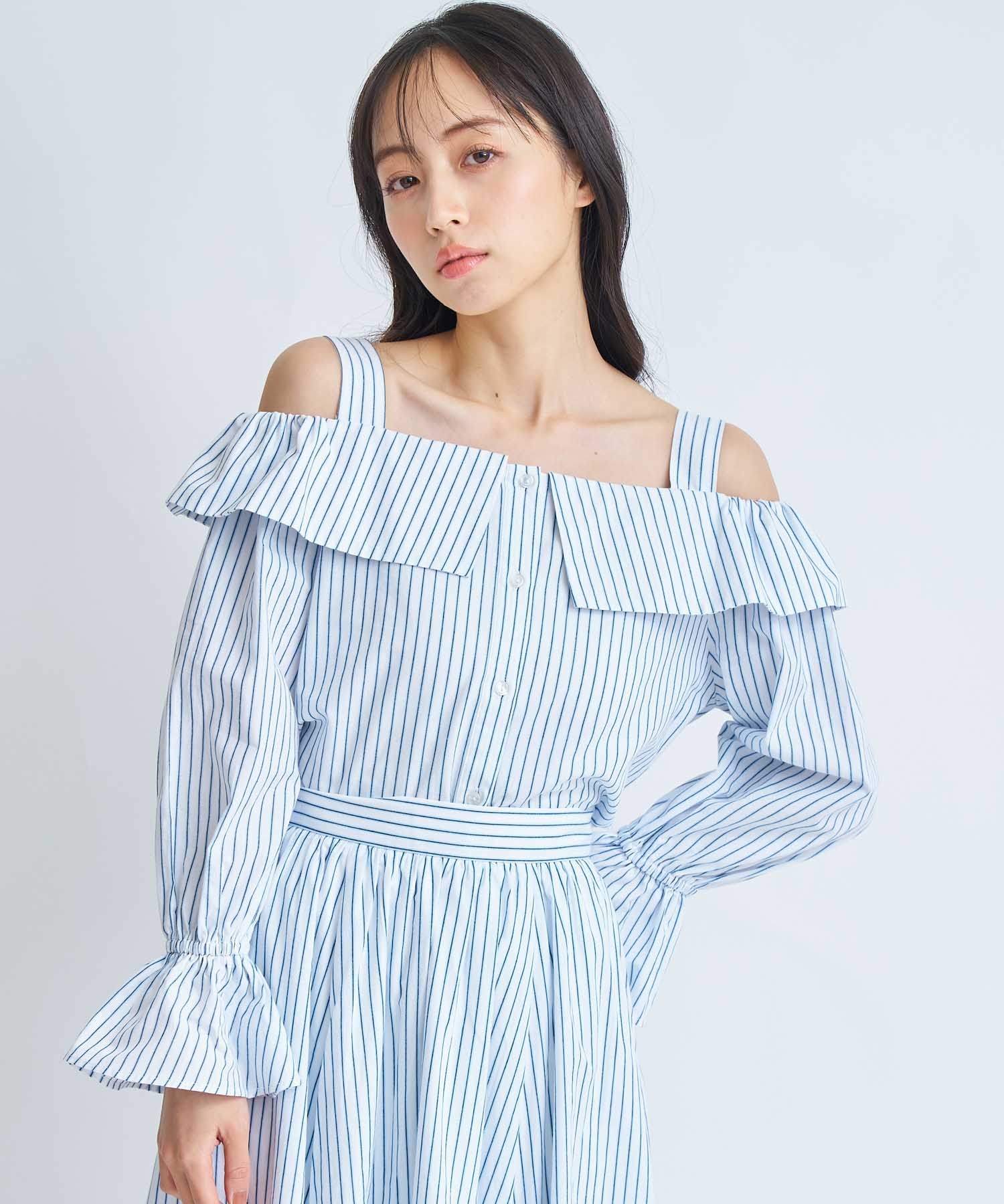 【予約】ストライプブラウス(01オフホワイト-フリー-3月下旬ごろのお届け)