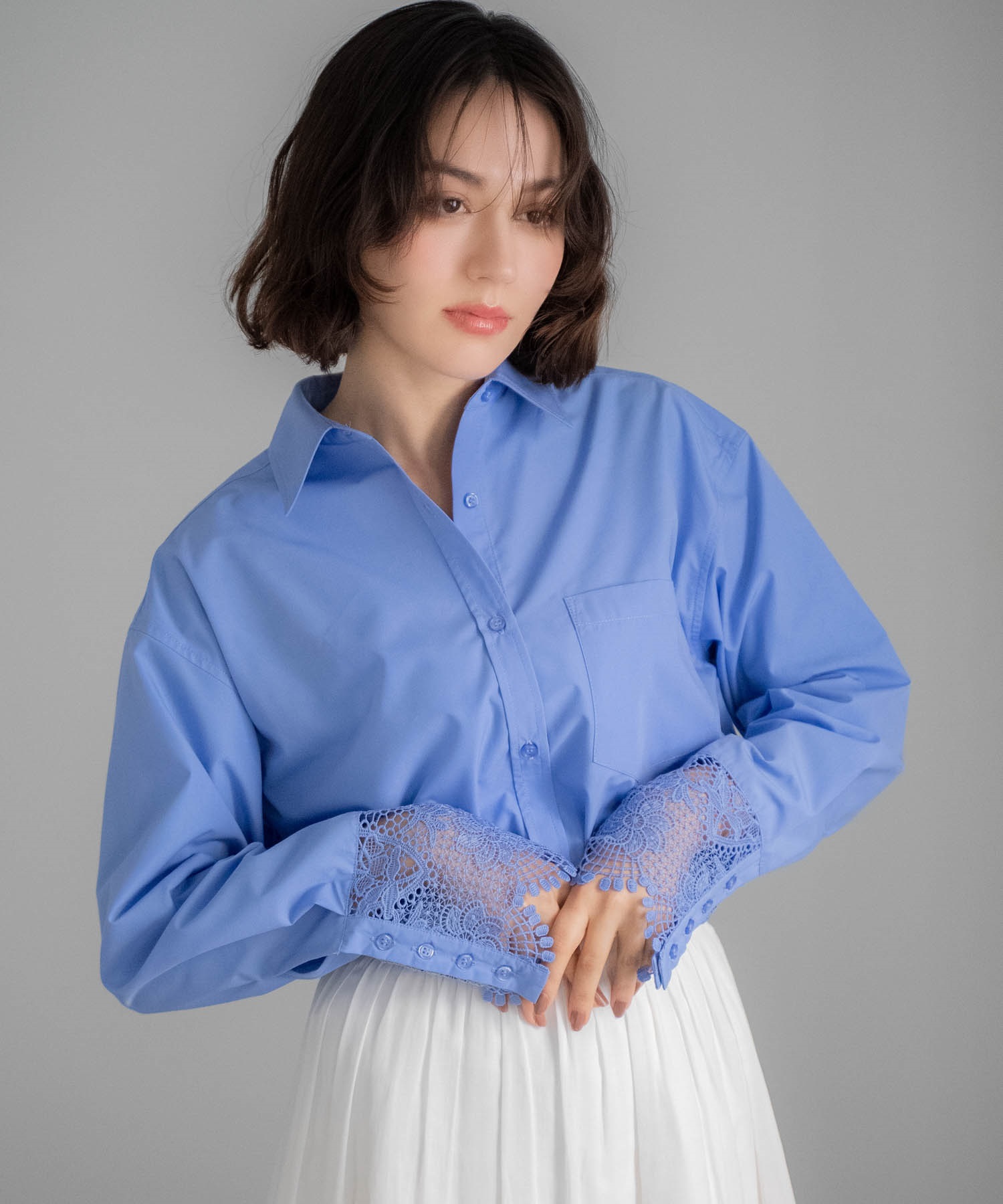 【予約】レースカフスシャツ(71ブルー-フリー-3月下旬ごろのお届け)
