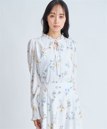 【予約】花柄シアーブラウス(01オフホワイト-フリー-3月下旬ごろのお届け)