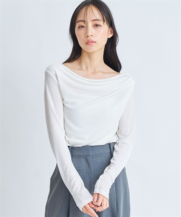 【予約】シアードレープカットソー(01オフホワイト-フリー-3月下旬ごろのお届け)