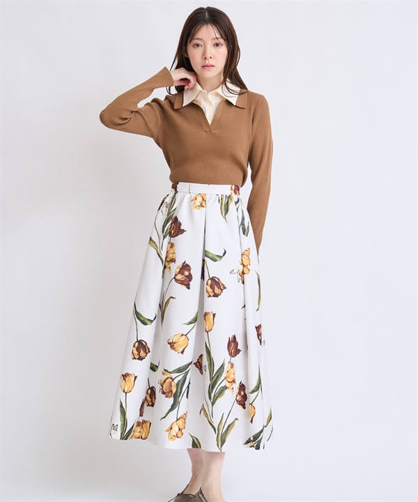 【予約】チューリッププリントフレアスカート