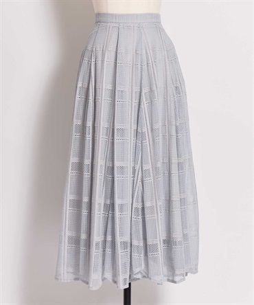 【予約】チェックレースイレヘムスカート(71ブルー-Ｍ-1月中旬ごろのお届け)