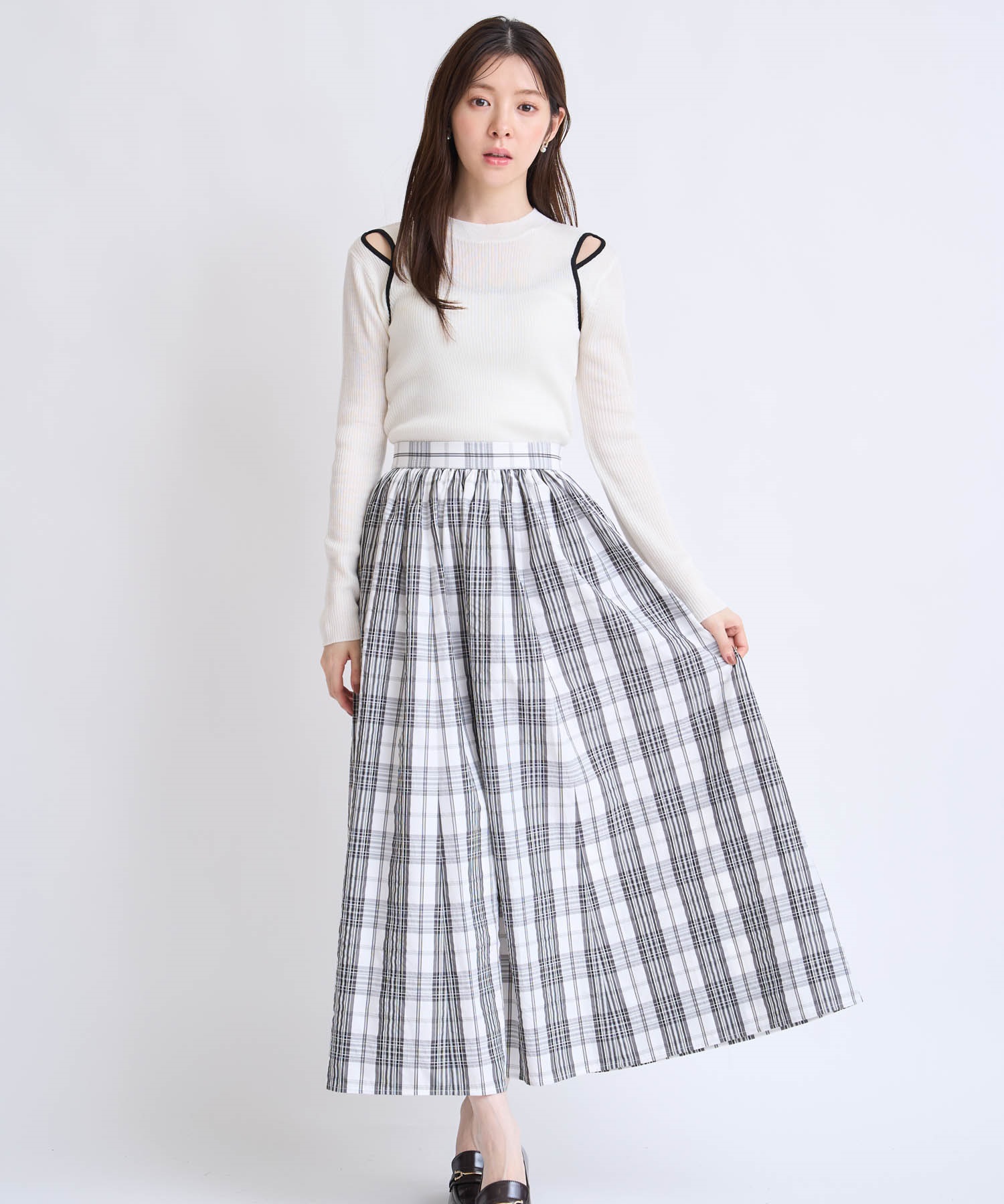 【予約】アソートギャザーフレアスカート(01オフホワイト-Ｓ-2月下旬ごろのお届け)