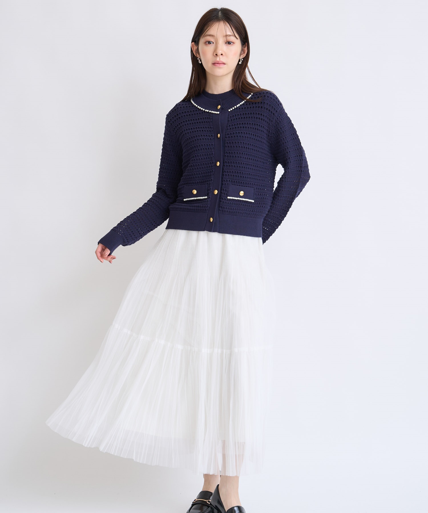 【予約】プリーツチュールスカート(01オフホワイト-Ｓ-2月下旬ごろのお届け)