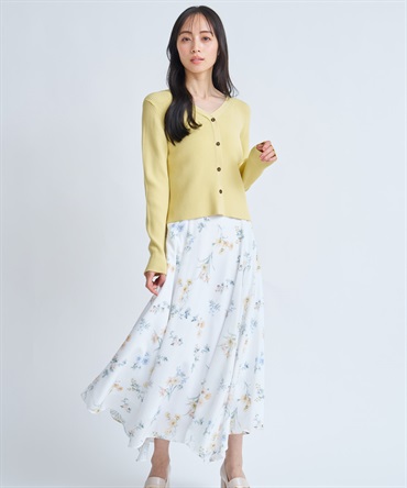 【予約】花柄イレヘムフレアスカート(01オフホワイト-Ｓ-3月下旬ごろのお届け)