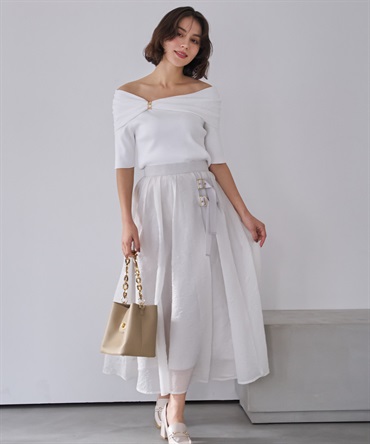 【予約】シアーエンボスフレアスカート(62ライトグリーン-Ｍ-3月下旬ごろのお届け)