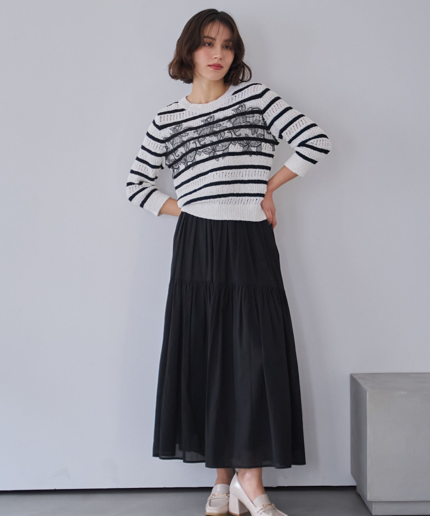 【予約】ボリュームシアーフレアスカート