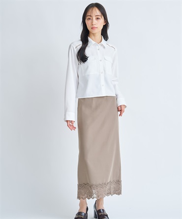 【予約】レーストリムスカート(85モカ-Ｍ-3月下旬ごろのお届け)