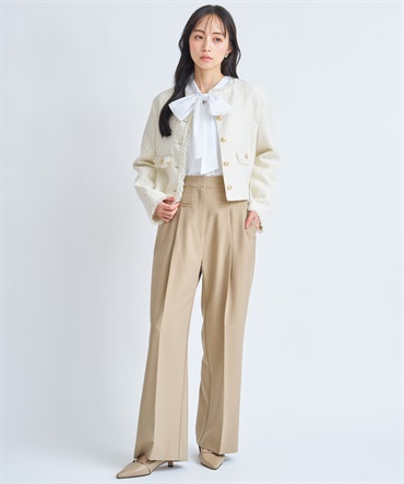 【予約】ポケットデザインワイドパンツ(82ベージュ-Ｓ-3月下旬ごろのお届け)